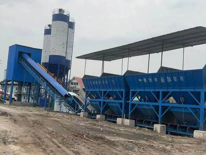 Shanghe HZS120 Concrete Batching Plant Installation Site in The DRC