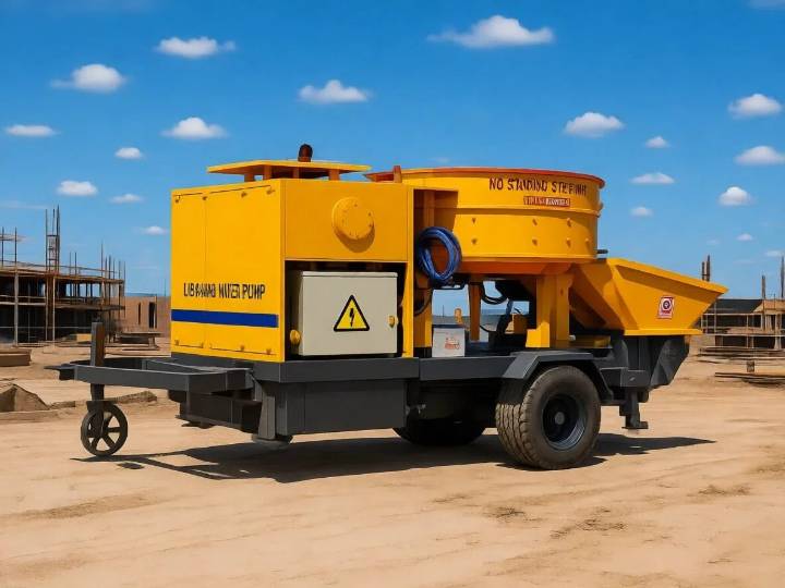 LHBT/R vertical shaft concrete mixer pump on a construction site