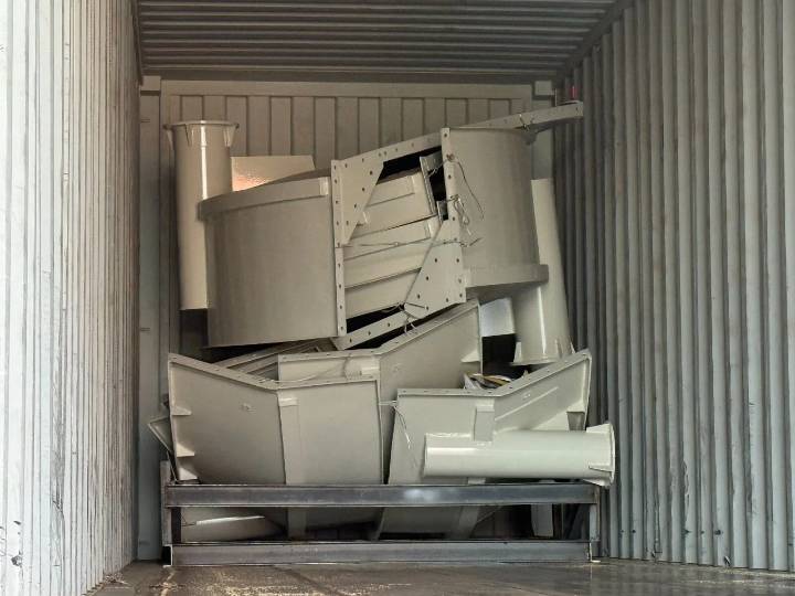 Detailed view of bolted cement silo segments