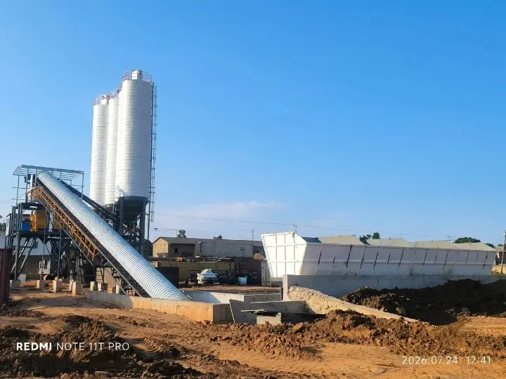 HZS180 Concrete Batching Plant Installation in Uganda